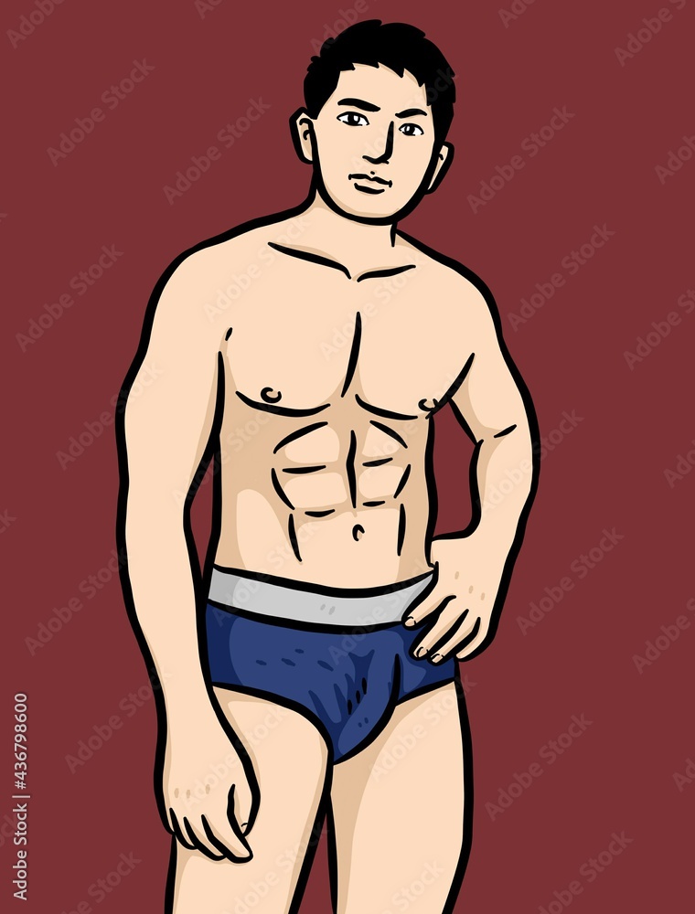 Fototapeta premium cartoon cute man on red background