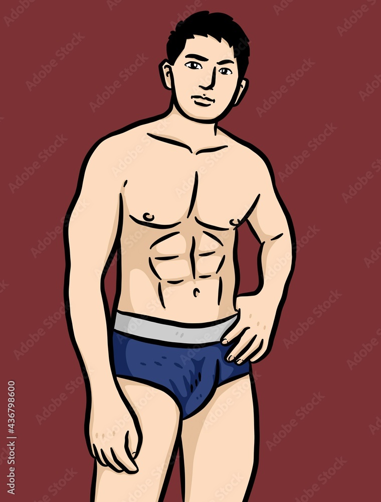 cartoon cute man on red background