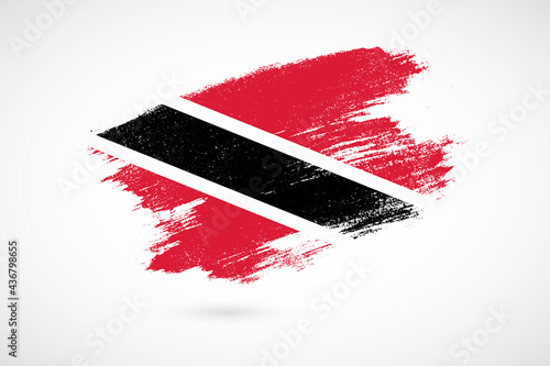 Happy independence day of Trinidad and Tobago with vintage style brush flag background