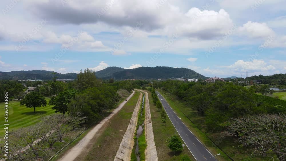 4K Professional video. Top view Aerial view of Lawn Golf course in the morning or evening light, beautiful green, comfortable to the eyes. 4K Professional video. Top view Aerial view of Lawn Golf course in the morning or evening light, beautiful green, comfortable to the eyes.