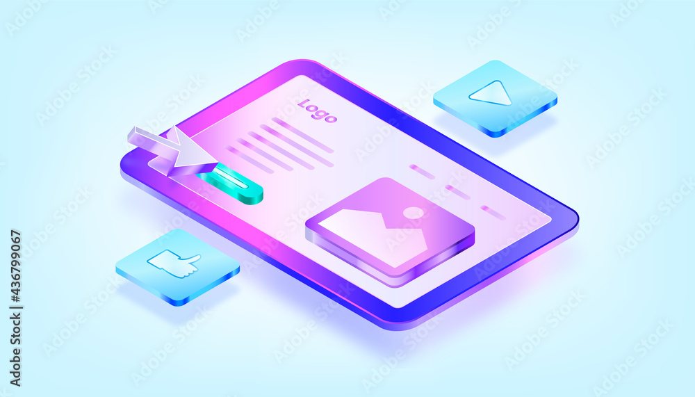 Landing page concept. 3D Gradient Isometric Illustrations. Suitable for ui, ux, web, mobile, banner and infographic. Landing page concept. 3D Gradient Isometric Illustrations. Suitable for ui, ux, web, mobile, banner and infographic.