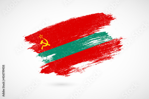 Happy independence day of Transnistria with vintage style brush flag background