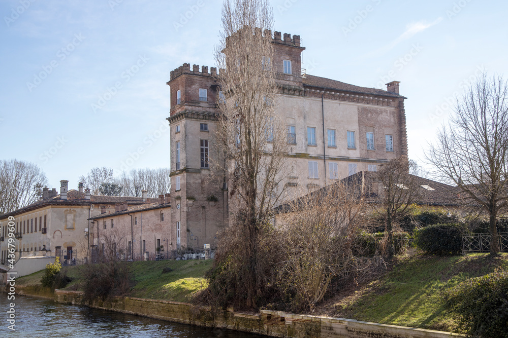 Robecco sul Naviglio ( MI ), Italy - April 01, 2021: Robecco sul Naviglio Villa Gaia and Palazzo Archinto, Milano, Lombardy, Italy Robecco sul Naviglio ( MI ), Italy - April 01, 2021: Robecco sul Naviglio Villa Gaia and Palazzo Archinto, Milano, Lombardy, Italy