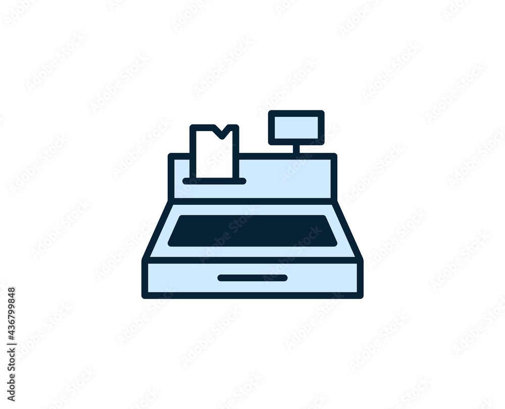 Cash register line icon. Vector symbol in trendy flat style on white background. Commerce sing for design. Cash register line icon. Vector symbol in trendy flat style on white background. Commerce sing for design.