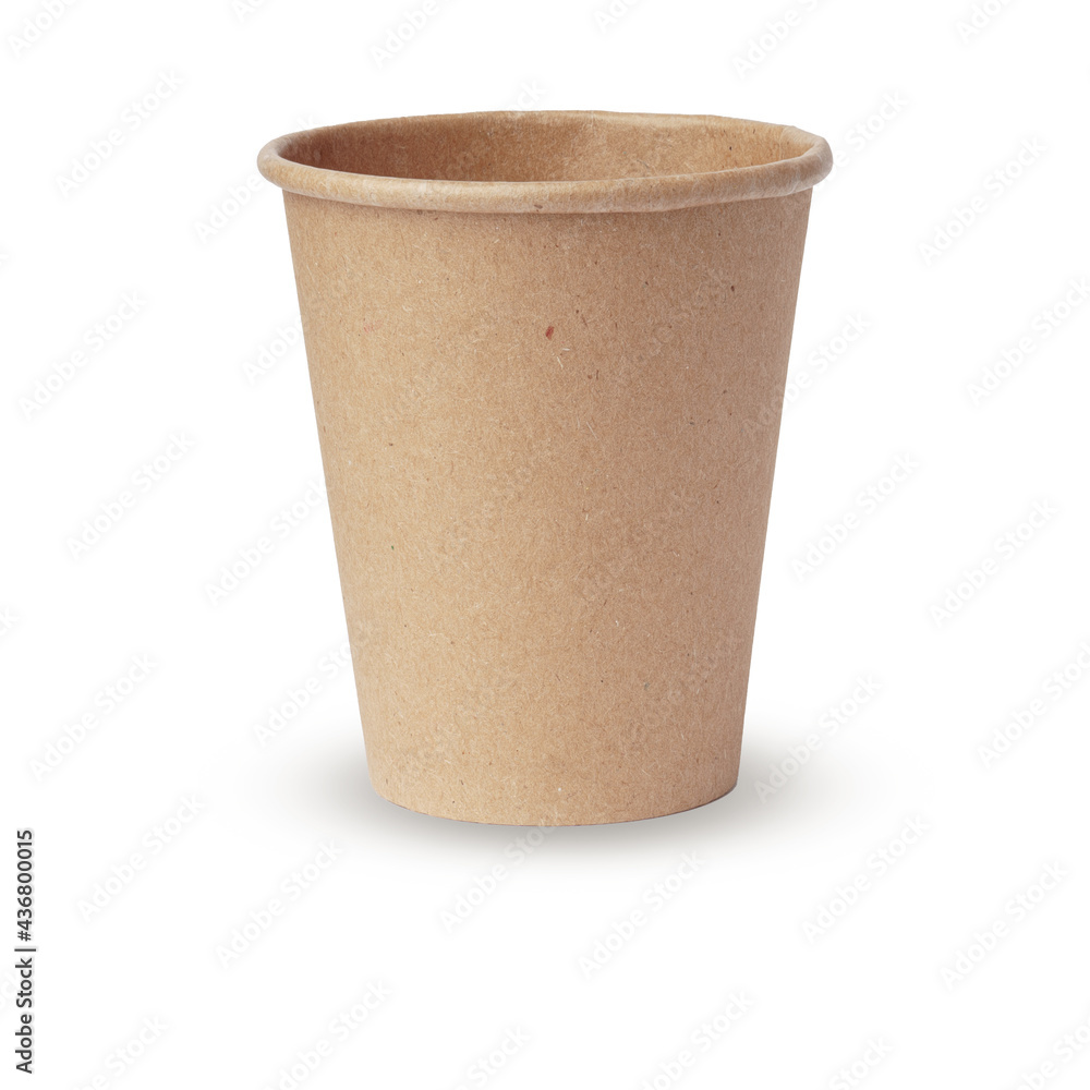 Brown paper cup made from ecological materials isolated on white. Brown paper cup made from ecological materials isolated on white.