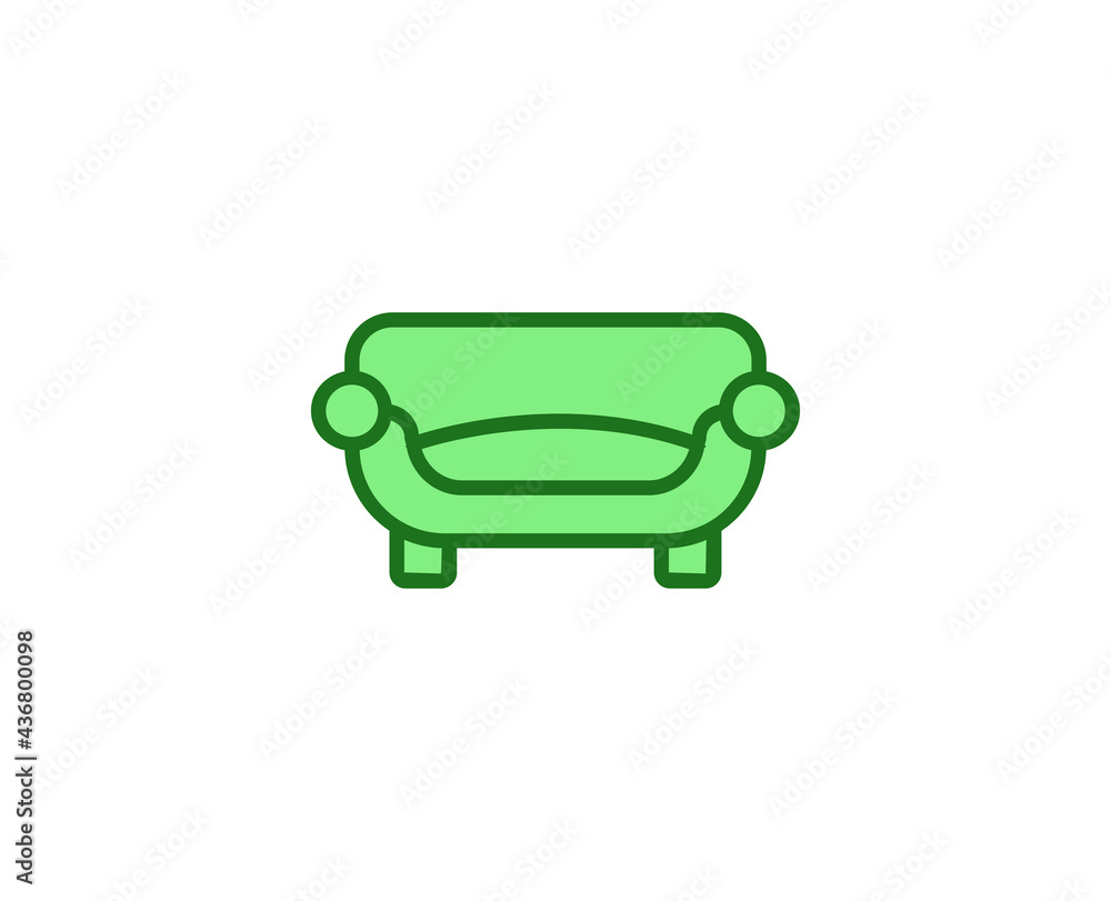 Sofa flat icon. Single high quality outline symbol for web design or mobile app. House thin line signs for design logo, visit card, etc. Outline pictogram EPS10 Sofa flat icon. Single high quality outline symbol for web design or mobile app. House thin line signs for design logo, visit card, etc. Outline pictogram EPS10