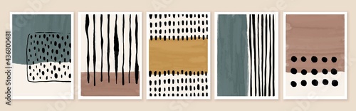 Set of backgrounds with abstract geometric shapes, textures, lines, dots. photo