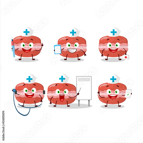 Doctor profession emoticon with red macaron cartoon character