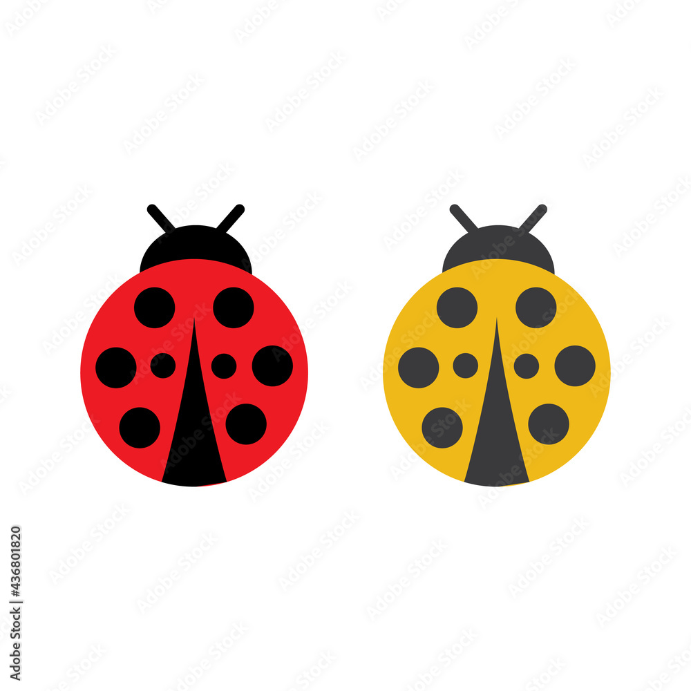 Yellow and red ladybug or ladybird with four points. Yellow and red ladybug or ladybird with four points.