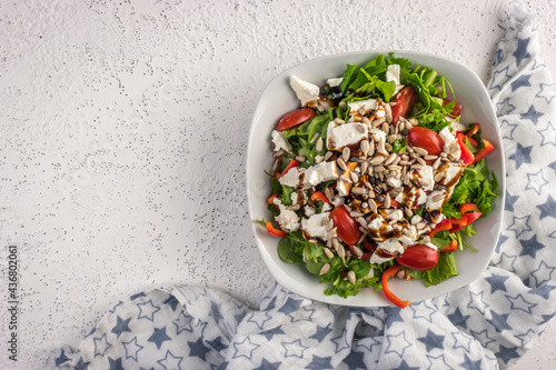 Wallpaper Mural Fresh vegetables salad with feta cheese and roasted sunflower seeds, copy space Torontodigital.ca