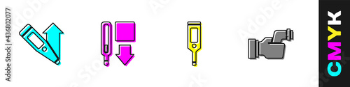 Set Digital thermometer, Medical, and Checking body temperature icon. Vector