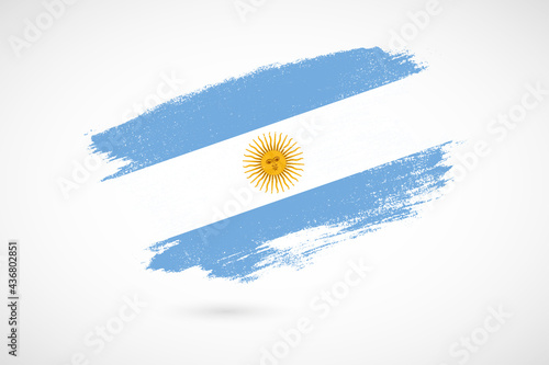 Happy independence day of Argentina with vintage style brush flag background