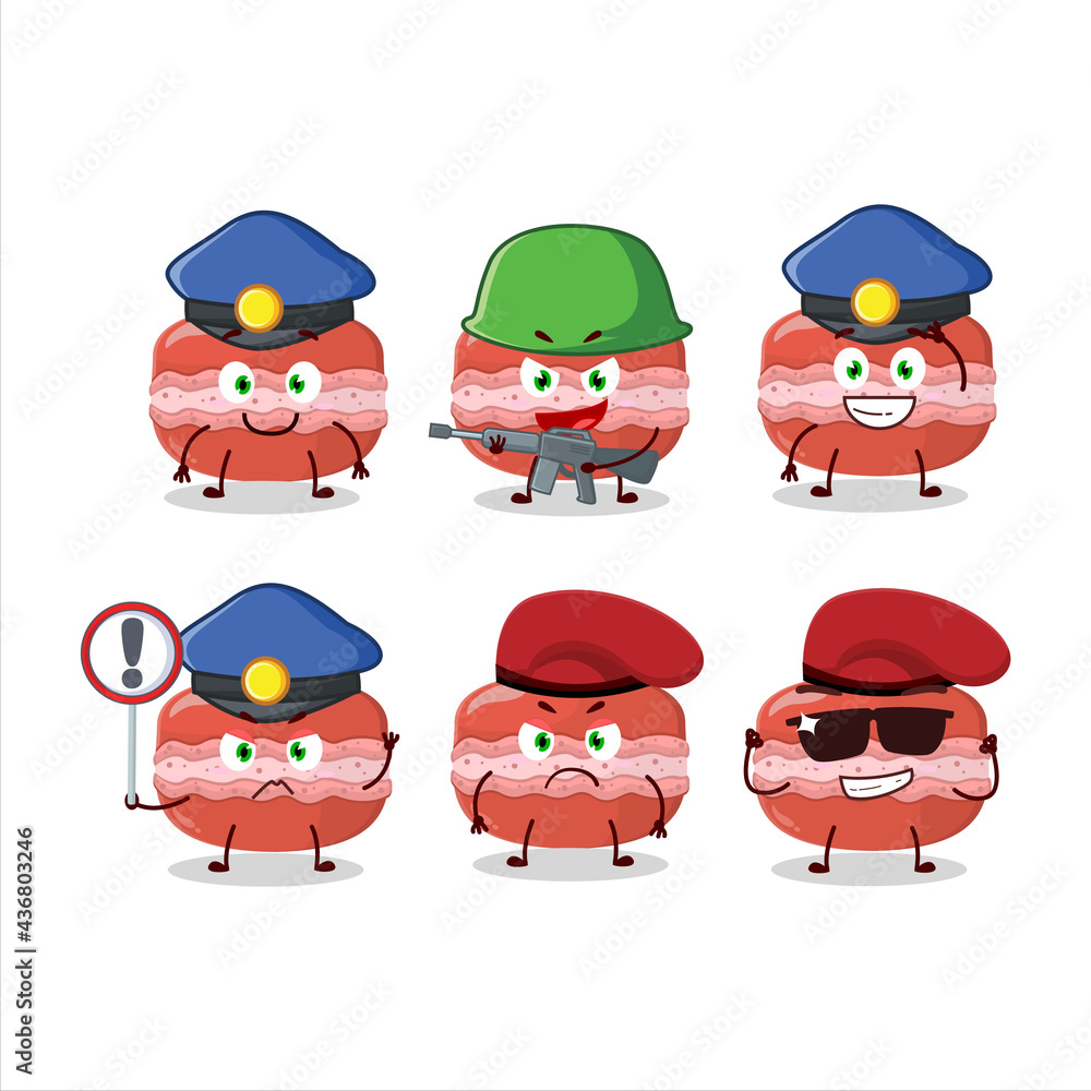 A dedicated Police officer of red macaron mascot design style