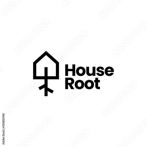 root house home tree logo vector icon illustration