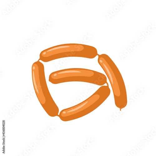 Sausages. Vector illustration cartoon flat icon isolated on white background.