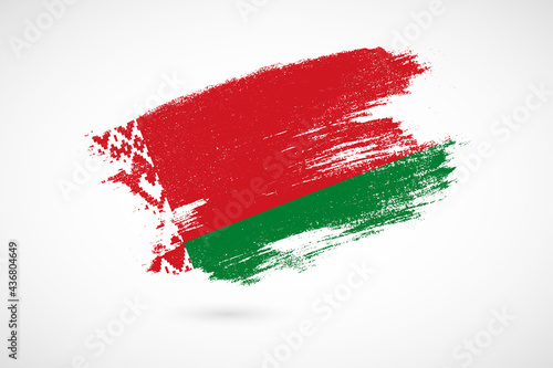 Happy independence day of Belarus with vintage style brush flag background