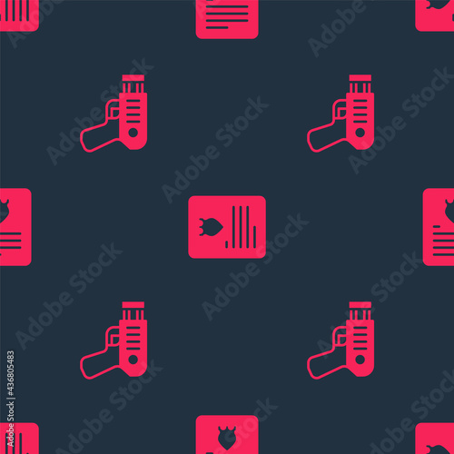 Set Police electric shocker and The arrest warrant on seamless pattern. Vector