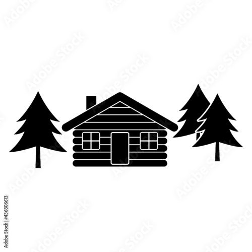 Wood house logo. Cabin log icon isolated on white background