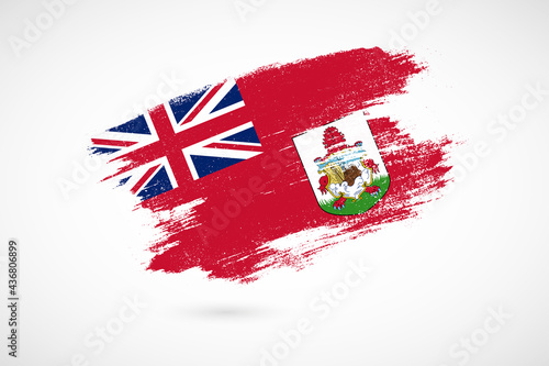 Happy Bermuda day with vintage style brush flag background