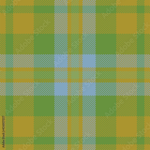 Pixel background vector design. Modern seamless pattern plaid. Square texture fabric. Tartan scottish textile. Beauty color madras ornament.