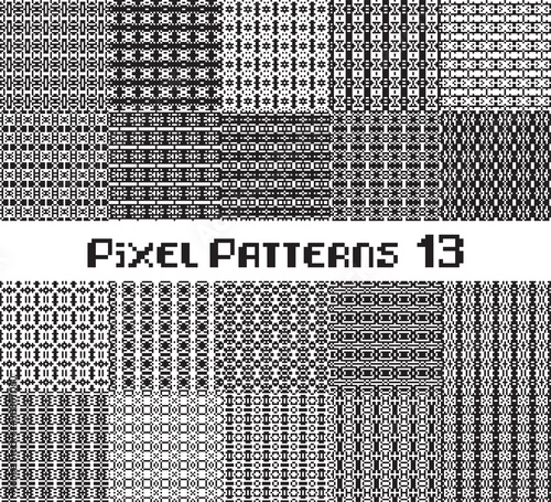 Pixel pattern seamless, black and white color. Patterns set in retro design.