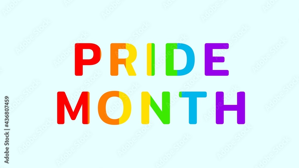 Pride Month Symbols with LGBT pride flag or Rainbow colors, isolated on blue background, illustration wallpaper Pride Month Symbols with LGBT pride flag or Rainbow colors, isolated on blue background, illustration wallpaper