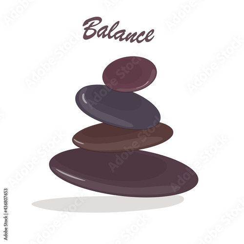 Stone balance black and white design . Vector