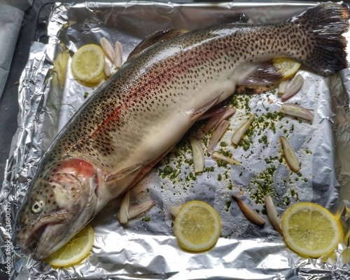 Pêche et cuisine - truite arc en ciel photo