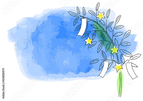 水彩の七夕祭フレーム