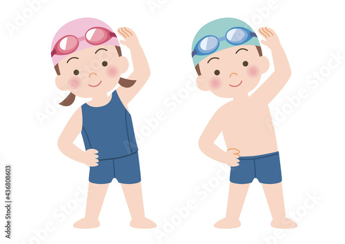 準備運動する子どものイラスト