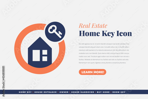 Real Estate Home Key Icon, House handover Vector Design
