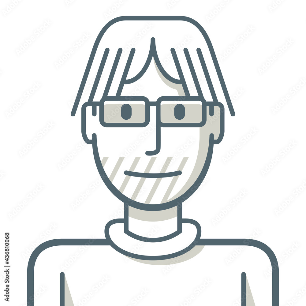 Avatar of young man with glasses and short hair. Illustration of a young man drawn with simple lines. Avatar of young man with glasses and short hair. Illustration of a young man drawn with simple lines.
