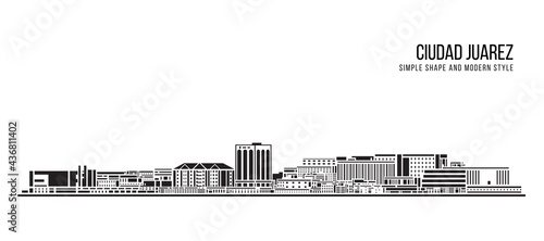 Cityscape Building Abstract Simple shape and modern style art Vector design - Ciudad Juarez city