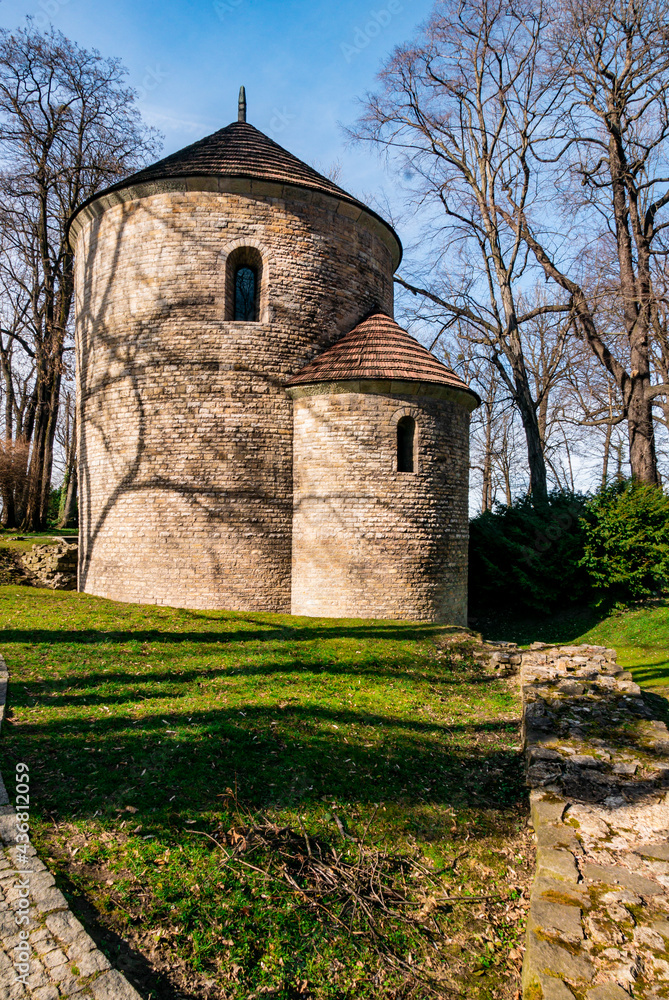 The Romanesque Rotunda on Castle Hill. St Nicholas church in autumn scenery.   Cieszyn, Teschen, Poland