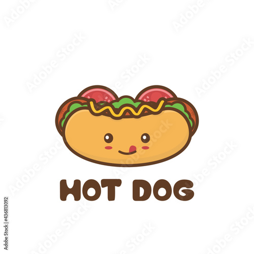 Cute mascot hotdog character
