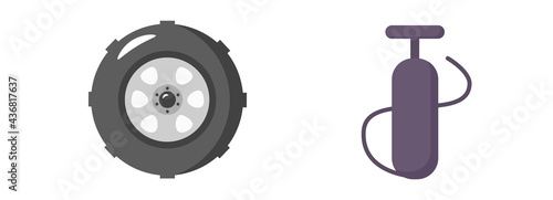 inflate tire, car wheel vector clip art set. inflate tire, car wheel vector clip art set. inflate tire, car wheel vector clip art set.