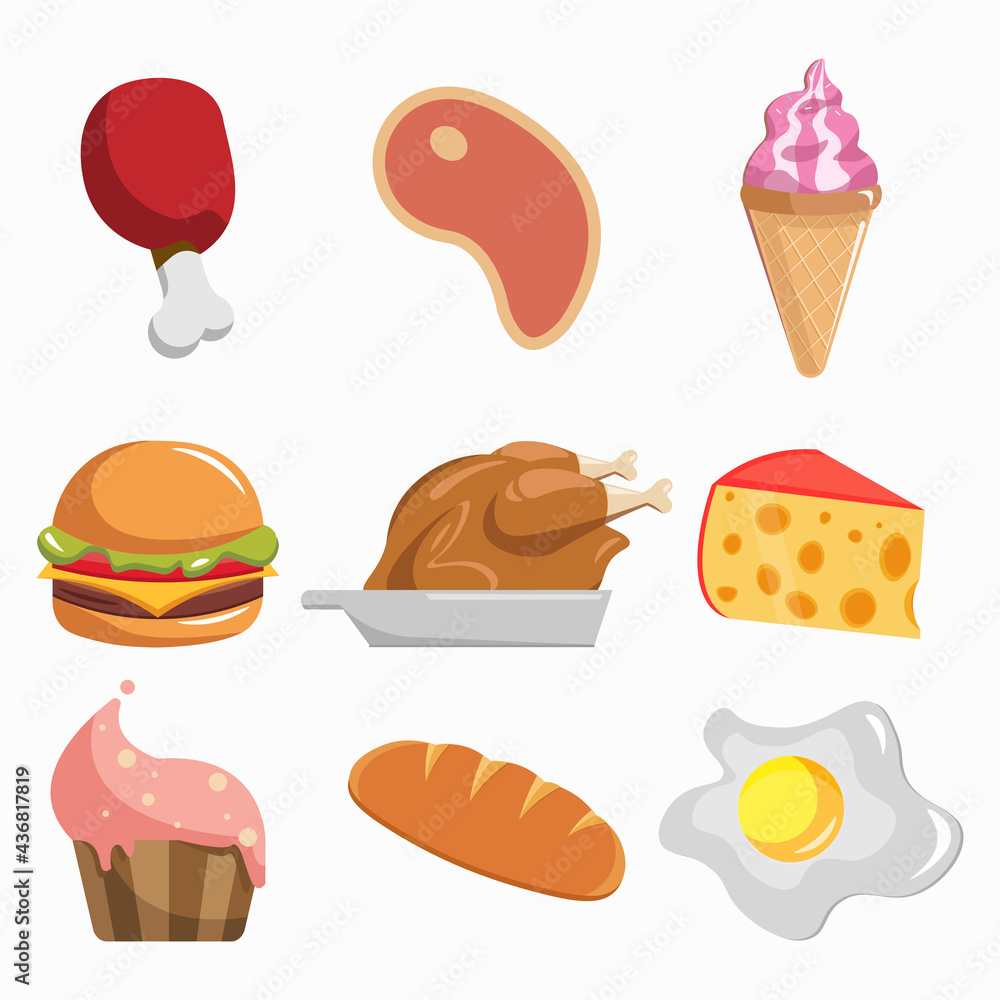 Food vector clip art set. meat, hamburger, fried egg, cheese, ice cream, fried chicken, cupcake. Food vector clip art set. meat, hamburger, fried egg, cheese, ice cream, fried chicken, cupcake. Food vector clip art set. meat, hamburger, fried egg, cheese, ice cream, fried chicken, cupcake. Food vector clip art set. meat, hamburger, fried egg, cheese, ice cream, fried chicken, cupcake.