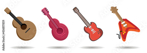 guitar vector clip art set, electric, classical spanish, acoustic wooden. guitar vector clip art set, electric, classical spanish, acoustic wooden