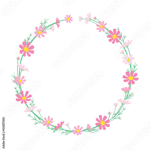 コスモスの花輪・フラワーアレンジメントのイラスト　