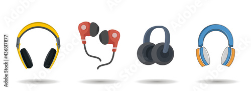 Headphone vector clip art set, earplugs. Headphone vector clip art set, earplugs. Headphone vector clip art set, earplugs.
