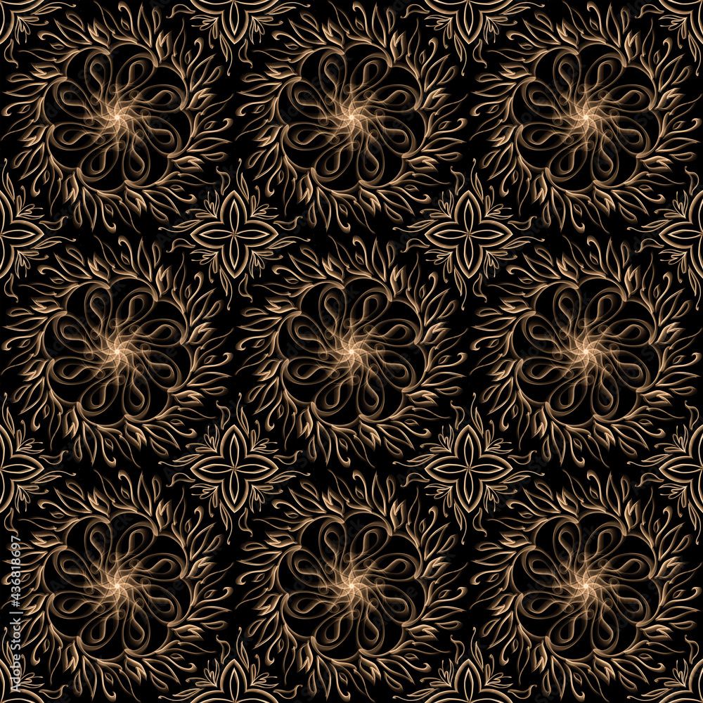 Seamless abstract geometric floral surface pattern in vivid colors with ...