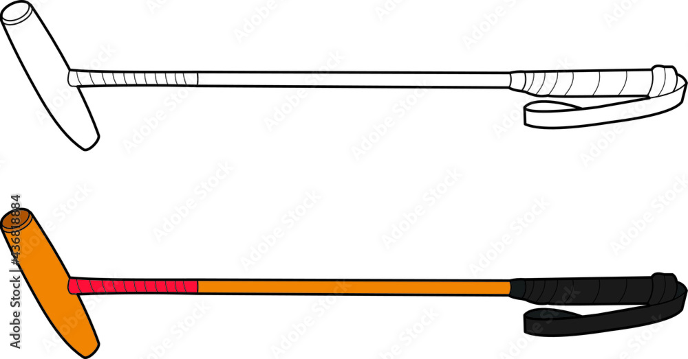 Polo stick vector drawing line art and colored Stock Vector Adobe Stock