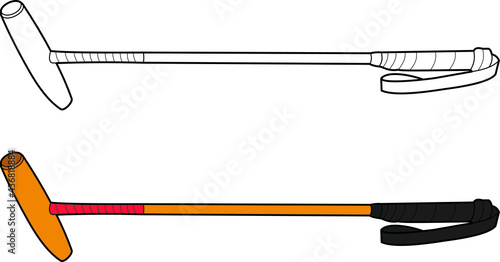 Polo stick vector drawing line art and colored