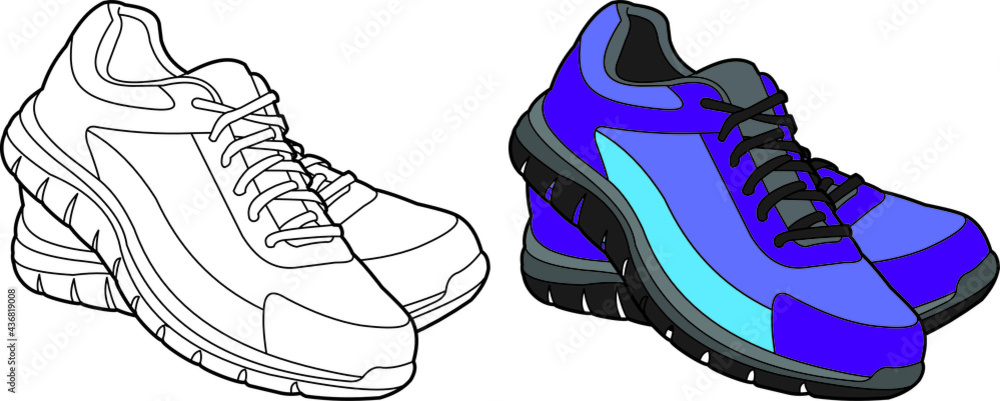 Premium Vector | Shoes drawing black and white illustration