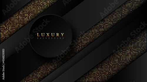 Abstract geometric line background with shadows and with golden glitter effect. Vector background
