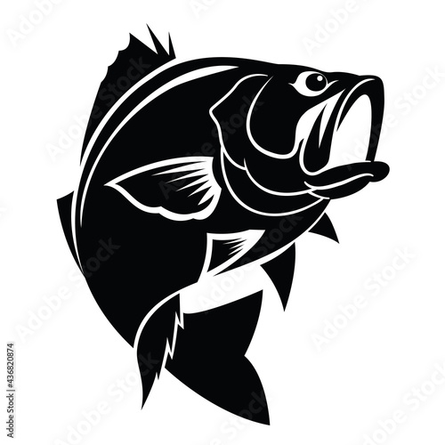 graphic black fish on white background
