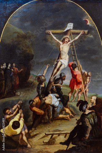Valenciennes, France. 2019-09-12. The Elevation of the Cross (The Raising of the Cross) by Cornelis de Vos (1584-1651). Museum of Fine Arts in Valenciennes, France.