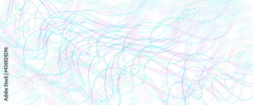 Teal, purple ripple subtle lines. Wavy tangled, squiggly curves. Abstract vector background. Textured pattern. Template design for banner, landing page, cheque, poster. Pencil drawing imitation. EPS10