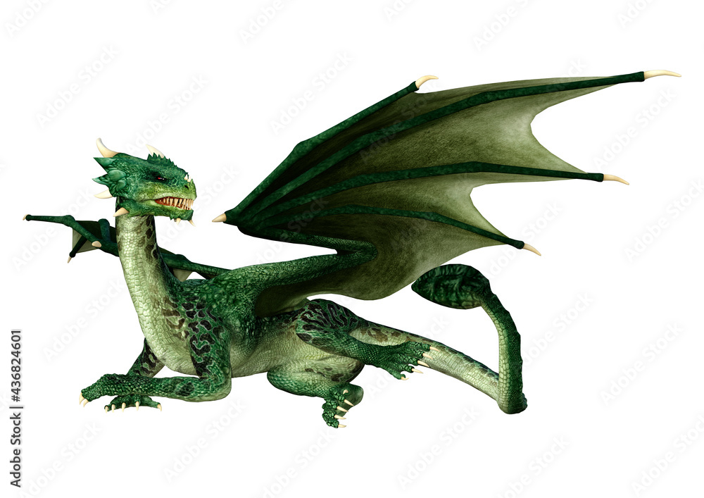 Fototapeta premium 3D Rendering Fairy Tale Dragon on White