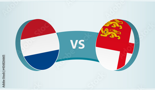 Netherlands versus Sark  team sports competition concept.